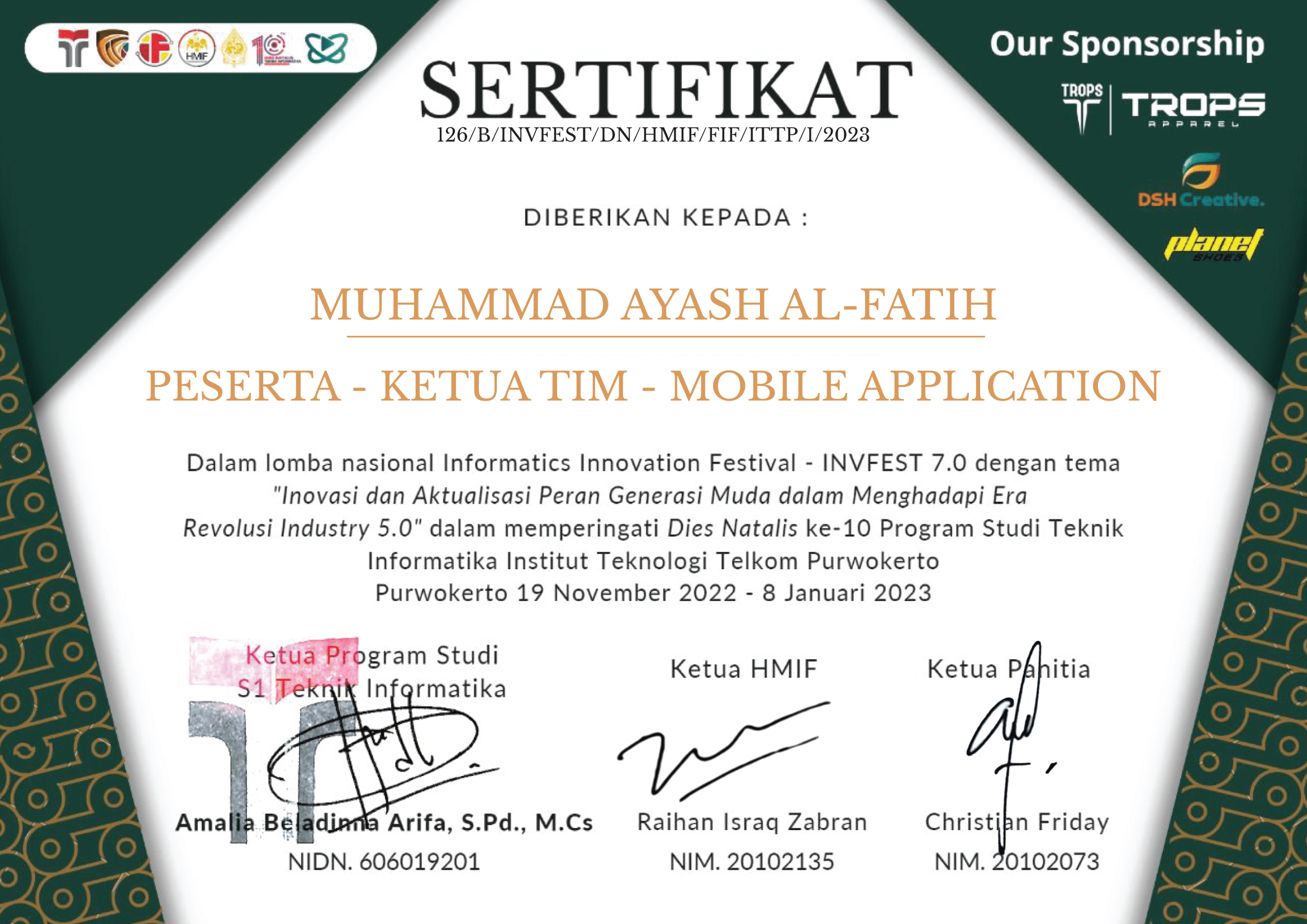 Invfest Ceritificate